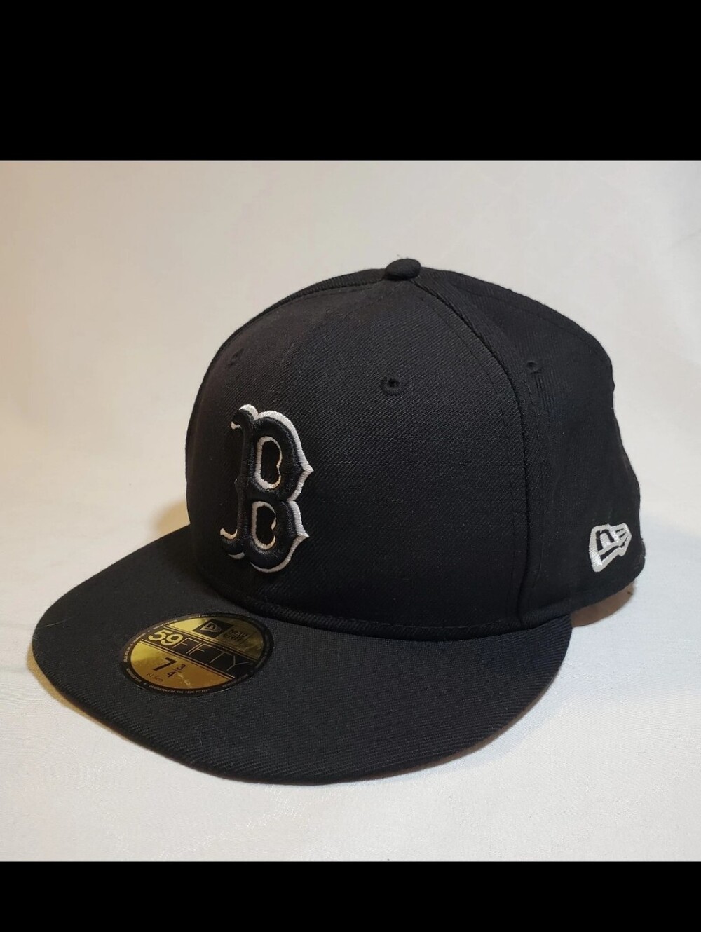 New Era 59FIFTY Boston Red Sox Hat Fitted 7 3/4 Black White MLB Authentic